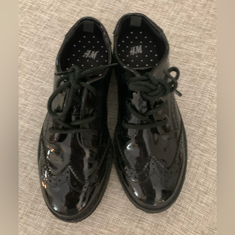 Girls black patent leather loafers